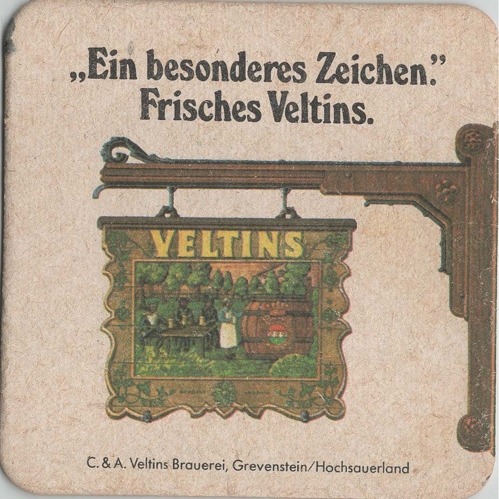 Vintage Veltins German Beer Coaster Grevenstein Breweriana Beer Mat VG